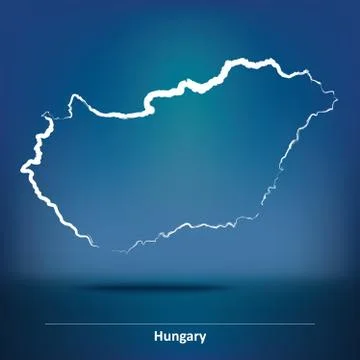 Doodle Map of Hungary Stock Illustration