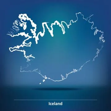 Doodle Map of Iceland Stock Illustration