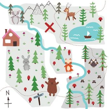 Doodle map illustration Stock Illustration