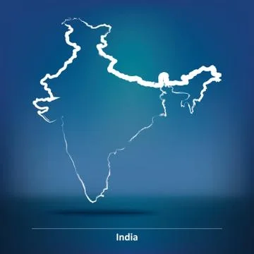 Doodle Map of India Stock Illustration