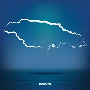 Doodle Map of Jamaica Stock Illustration