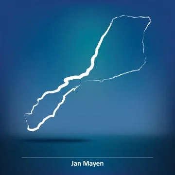 Doodle Map of Jan Mayen Illustrazione stock