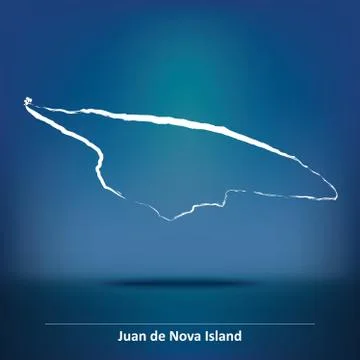 Doodle Map of Juan de Nova Island Stock Illustration