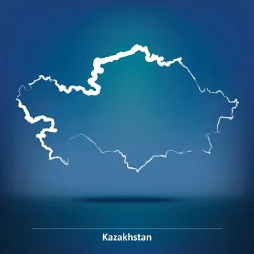 Doodle Map of Kazakhstan Stock Illustration