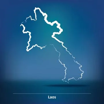 Doodle Map of Laos Stock Illustration