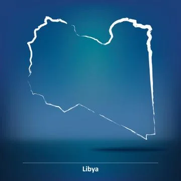 Doodle Map of Libya Stock Illustration