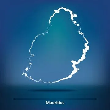 Doodle Map of Mauritius Stock Illustration