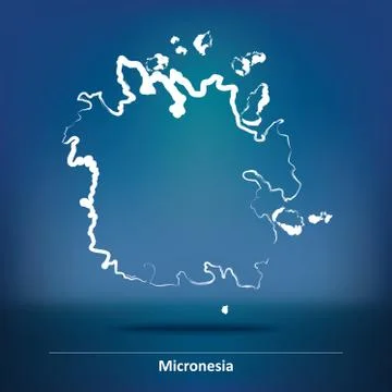Doodle Map of Micronesia Stock Illustration
