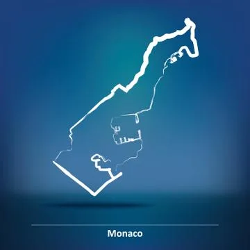 Doodle Map of Monaco Stock Illustration