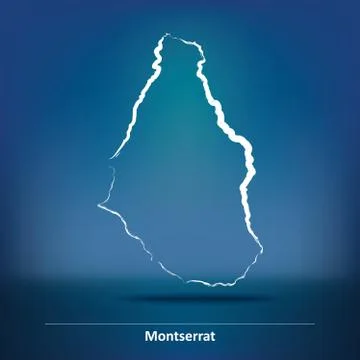 Doodle Map of Montserrat Stock Illustration
