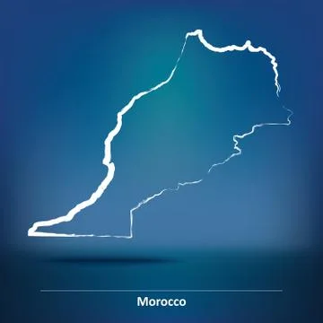Doodle Map of Morocco Stock Illustration