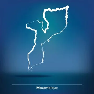 Doodle Map of Mozambique Stock Illustration