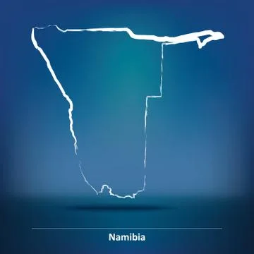Doodle Map of Namibia Stock Illustration