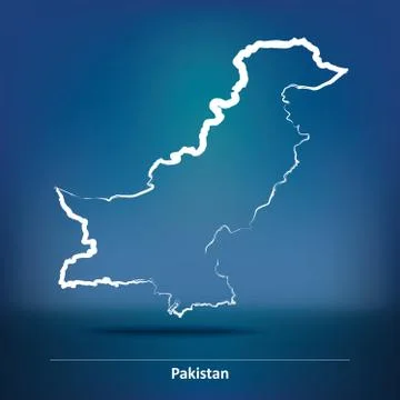 Doodle Map of Pakistan Stock Illustration