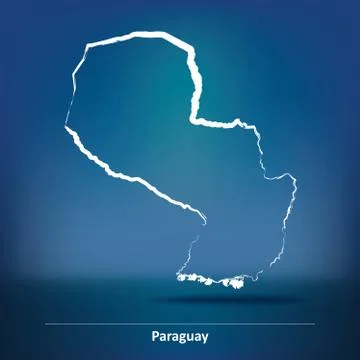 Doodle Map of Paraguay イラスト素材