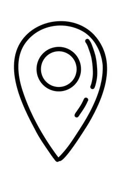 Doodle map pin, hand drawn navigation, sign location. Set isolated on white Illustrazione stock