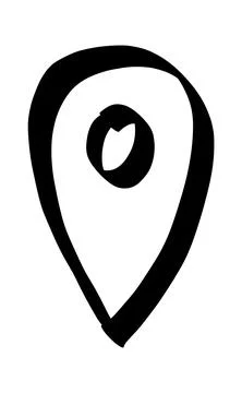 Doodle map pin, hand drawn navigation, sign location. Set isolated on white Illustrazione stock