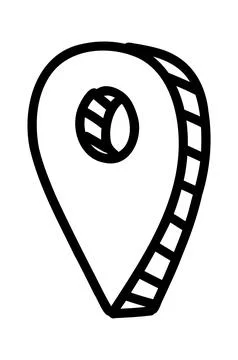 Doodle map pin, hand drawn navigation, sign location. Set isolated on white Illustrazione stock