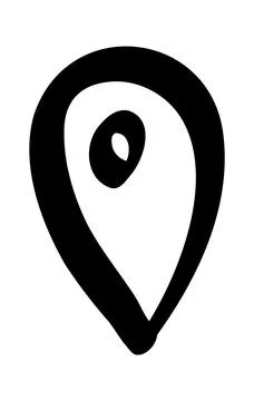 Doodle map pin, hand drawn navigation, sign location. Set isolated on white Illustrazione stock