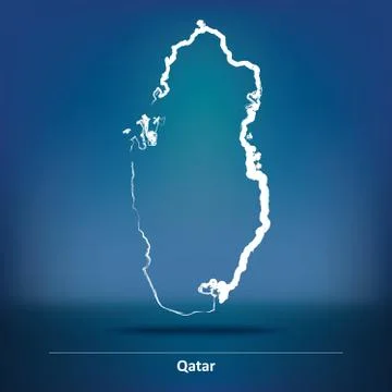Doodle Map of Qatar Illustrazione stock