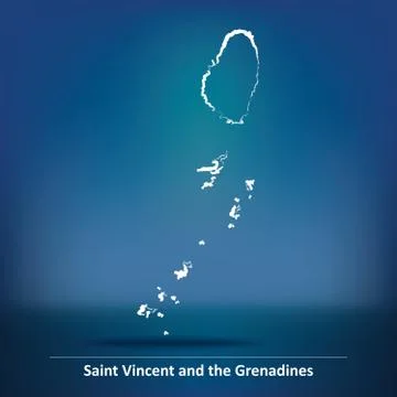 Doodle Map of Saint Vincent and Grenadines Stock Illustration