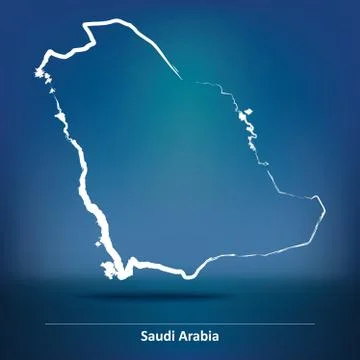 Doodle Map of Saudi Arabia Stock Illustration