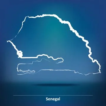 Doodle Map of Senegal Stock Illustration