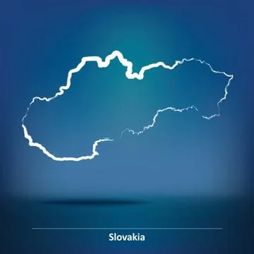 Doodle Map of Slovakia Stock Illustration
