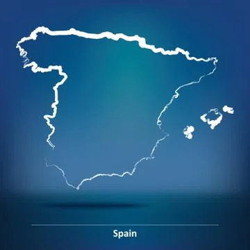 Doodle Map of Spain Stock Illustration