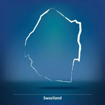 Doodle Map of Swaziland Stock Illustration