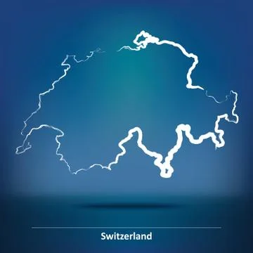 Doodle Map of Switzerland Stock Illustration