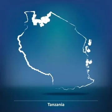 Doodle Map of Tanzania Stock Illustration
