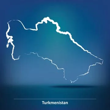 Doodle Map of Turkmenistan Stock Illustration