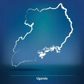 Doodle Map of Uganda Stock Illustration