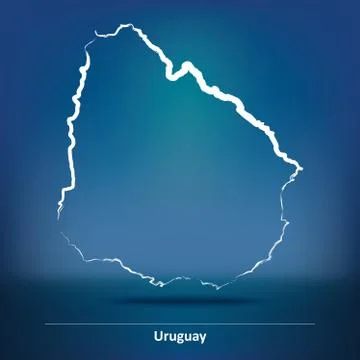 Doodle Map of Uruguay Stock Illustration