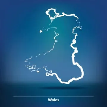 Doodle Map of Wales Stock Illustration