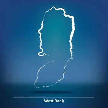 Doodle Map of West Bank Stock Illustration