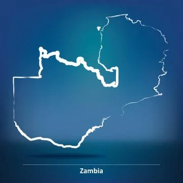 Doodle Map of Zambia Stock Illustration