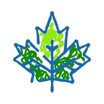 Doodle maple leaf drawing symbolizing environment and ecology Stock Illustration