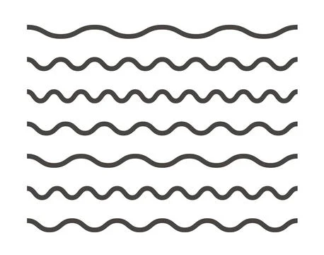 Doodle marker wavy line set. Simple outline icons. Stock Illustration