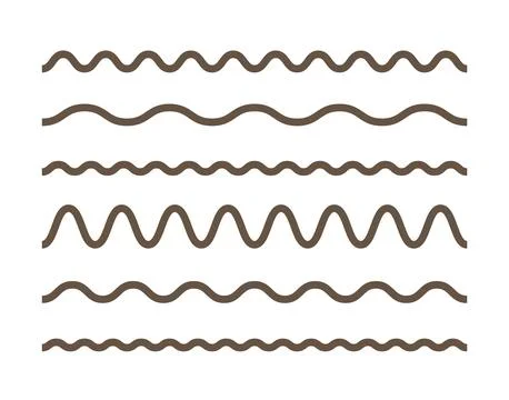Doodle marker wavy line set. Simple outline thin icons. Stock Illustration