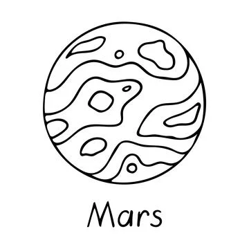 Doodle of Mars isolated on white background. Stock Illustration