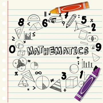 Doodle math formula with Mathematics font on notebook page Stock Illustration