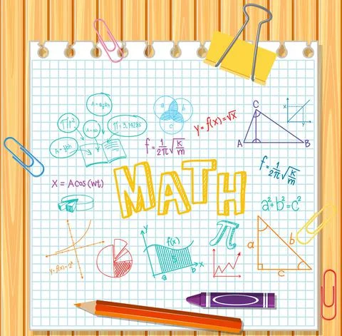 Doodle math formula with Mathematics font on wood board Stock Illustration
