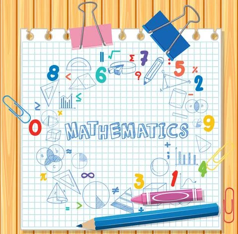 Doodle math formula with Mathematics font on wood board Stock Illustration