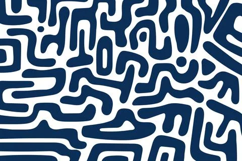 Doodle Memphis Pattern in Blue and White Vintage Design. Vector illustration Stock Illustration
