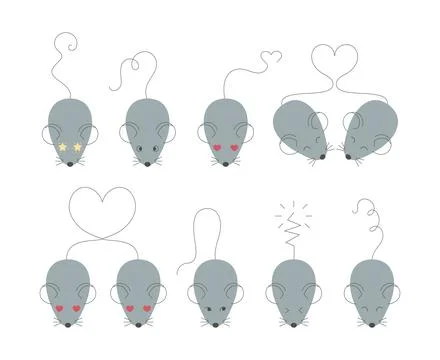 Doodle mice collection. Cute mouse. Vector illustration. Illustrazione stock