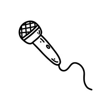 Doodle microphone with wire. Vector sketch illustration of musical instrument Stock Illustration