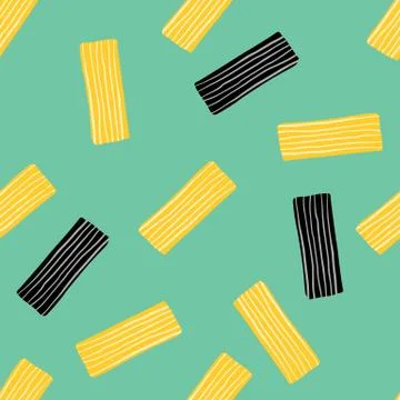 Doodle middle rectangles on green background. Abstract seamless pattern. Stock Illustration