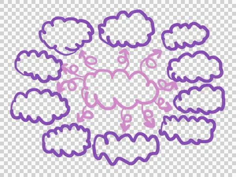 Doodle mind mapping data presentation set illustrator. Stock Illustration